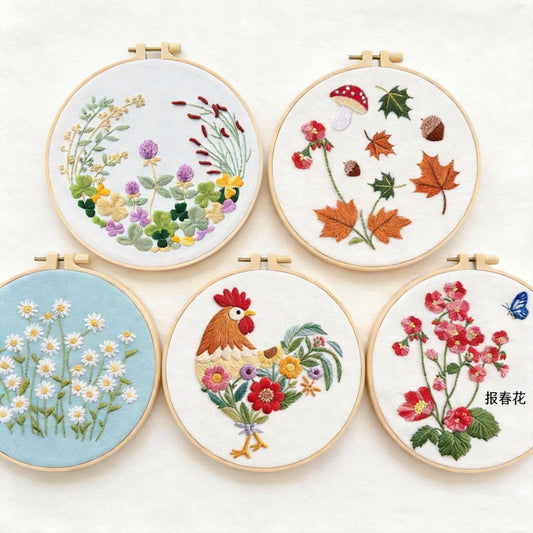 5pcs embroidery pattern collection-animal and flower mixed(water soluble pattern)