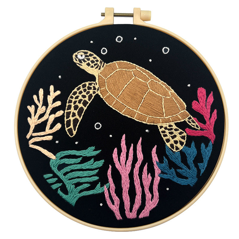 Over animals embroidery kit for beginner with fabric,thread,needles