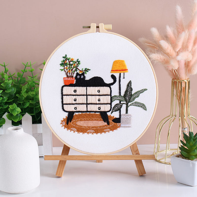 Embroidery kit for adult beginner-Lovely cat