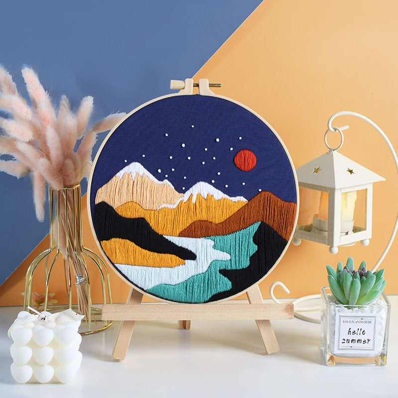 Embrodery kit for beginner-landscape cellection
