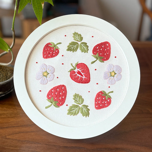 Strawberry fruit embroidery kits for beginner-with fabric,thread,needles